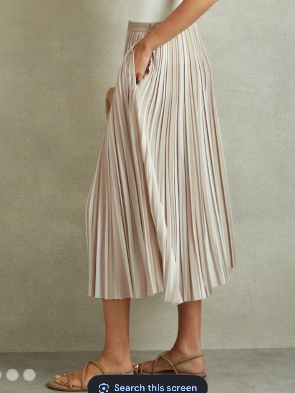 Reiss Lexie
Striped Pleated Midi Skirt in Neutral  size 12